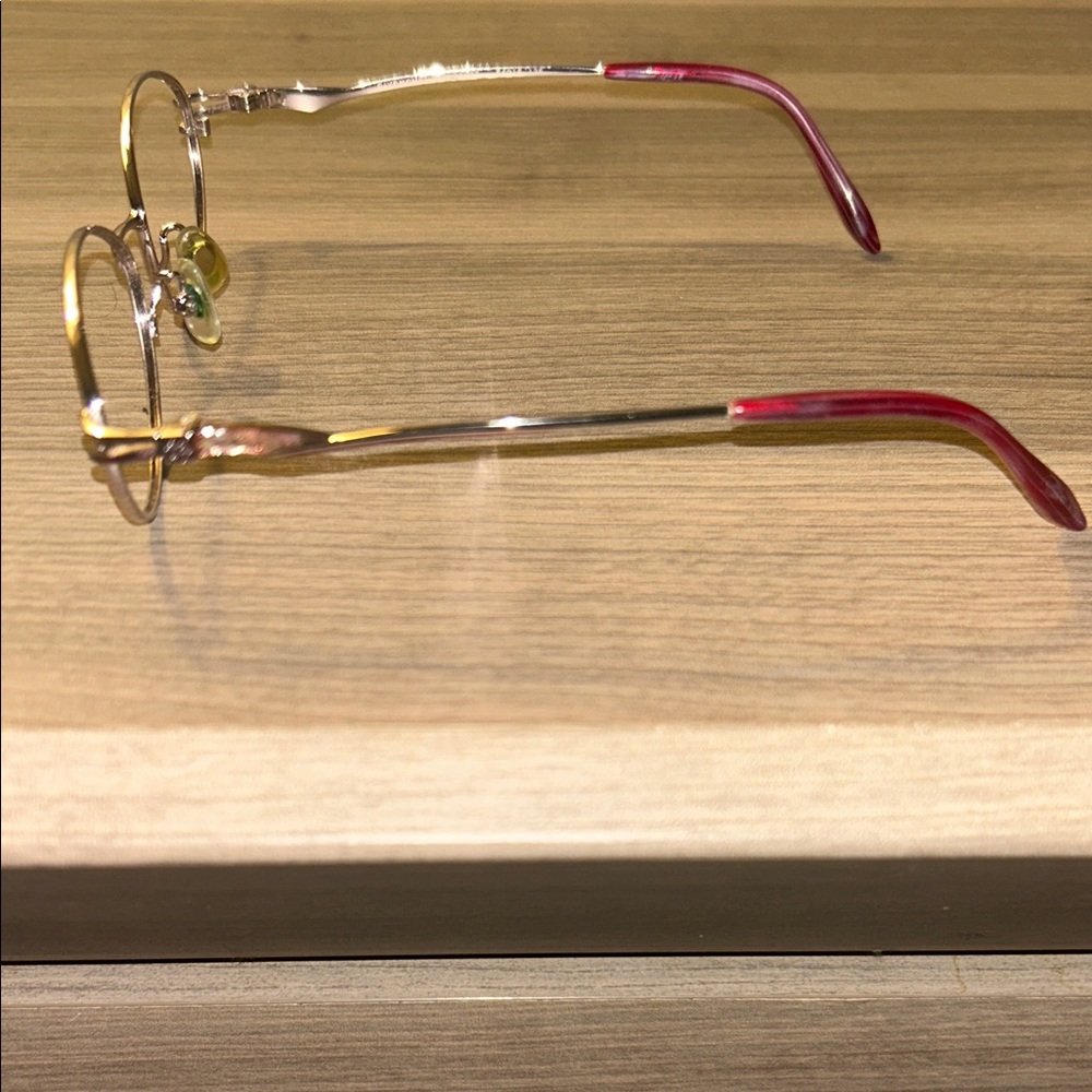 VINTAGE Givenchy GV38591 Silver Oval Wire Frames - Magenta Accents - Picture 5 of 6